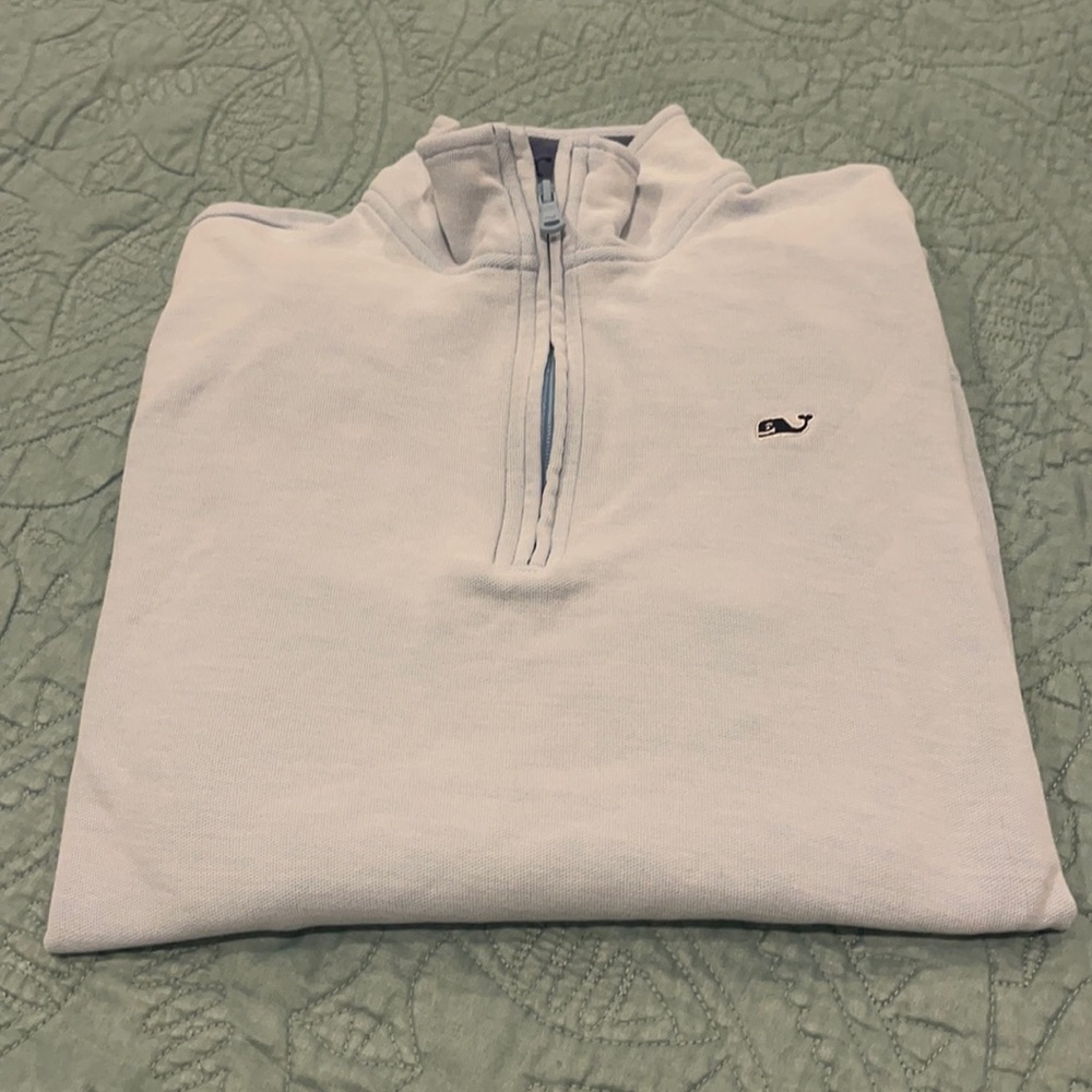 Men’s Vineyard Vines Saltwater Quarter Zip Light Blue Pullover, size small